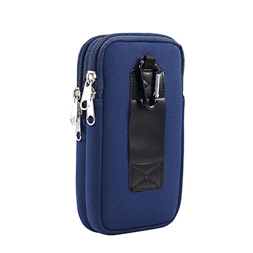 Dual Layer Universal Neoprene Cell Phone Sleeve, Zip Wallet Belt Loop Holster for iPhone 17 16 15 14 13 12 11 Pro Max Samsung Galaxy A17 16 S26 Ultra Google Pixel 10 Pro XL OnePlus 15 (Blue) - color: Blue
