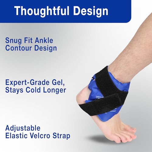 Fittest Pro Ankle Ice Pack Wrap for Swelling, Ice Pack for Injuires Reusable Cold Pack Wrap Hot Cold Therapy Ankle Ice Wrap for Sprained Ankles, Achilles Tendonitis - style: Ankle