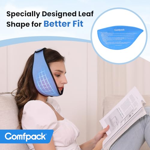 Comfpack Face Ice Pack Wrap for TMJ Relief with 4 Reusable Gel Packs - color: Blue