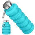 Collapsible Water Bottles, 16oz Foldable Silicone Travel Water Bottle with Carabiner, Wide Mouth, Leak-Proof, BPA-Free for Hiking, Camping, Travel - Blue - color: Blue, size: 16 Ounces
