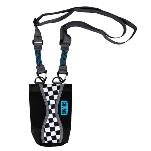 Chums Fjord Bottle Sling Bag, Adjustable Water Bottle Tote (Checkers)