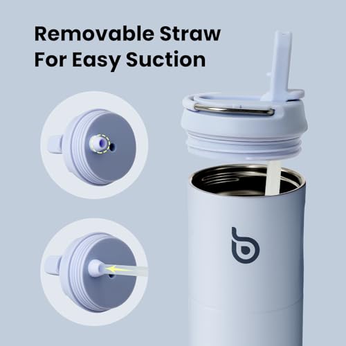 BOTTLE BOTTLE Insulated Water Bottle 24oz with Straw Lid and Handle Sports - color: Light Blue