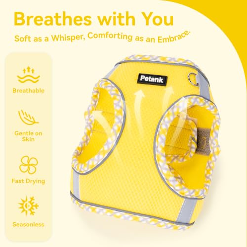Petank Step in Dog Harness No Pull and Leash for Small Medium Dogs Cats. - color: Yellow, size: XXS