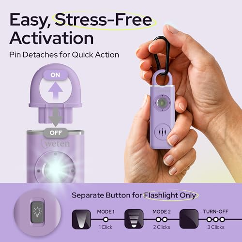 Rechargeable Personal Alarm Keychain for Women, 130dB Siren, Lavender - color: D - Lavender