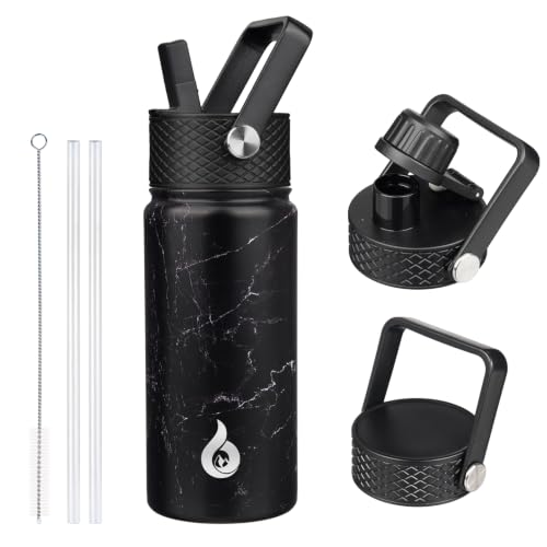 BJPKPK 18oz Insulated Water Bottle with Straw Lid, Stainless Steel Bottle - color: Midnight, size: 18 Ounces