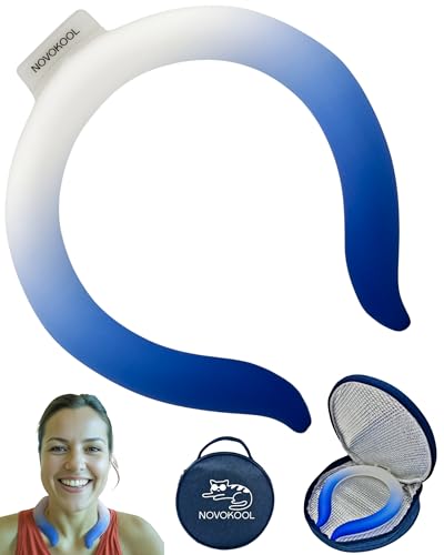 Neck Cooling Tube with Insulated Bag - Reusable Ice Ring Neck Cooler Wrap Indoor Outdoor - Wearable Cooling Ring - Relief for Summer and Hot Flashes - Freezes Under 64℉ (Blue and White) - color: 1 Pack Blue and White