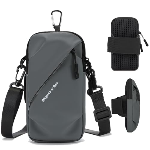 Cell Phone Armbands Running Phone Holder Armband, Shoulder Holster Phone Purse Crossbody Bag Pouch (Gray) - color: Gray