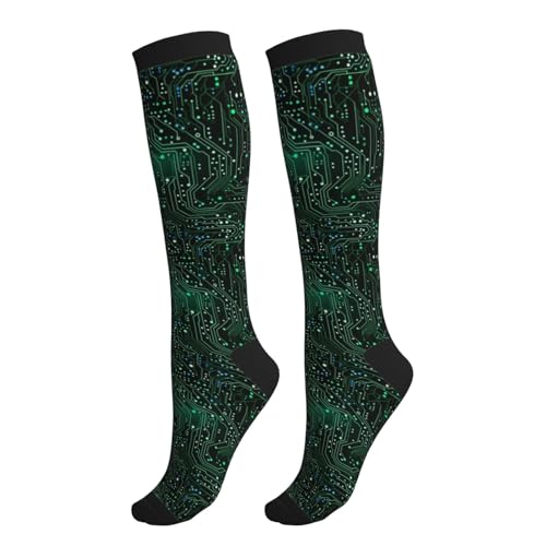 Compression Socks Women and Men 15-20mmHg-Circulation Support Socks for Athletic Running Cycling - color: Circuit Board1