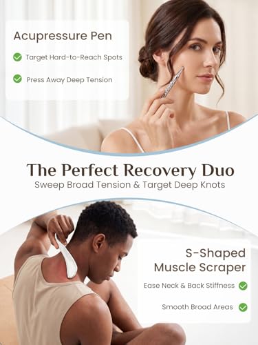 Rena Chris Stainless Steel Muscle Scraper Tool and Acupressure Pen 2-Pieces