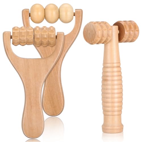 Wooden Foot Massager 3pcs Handheld Massage Roller Portable 5.9