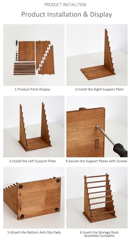 Multi-Tier Wooden Washi Tape & Sticker Organizer, Desktop Display Rack for Craft Storage, Jewelry Bracelets, Ribbons - Gift for Planner Enthusiasts H-8 - size: 8-Tier