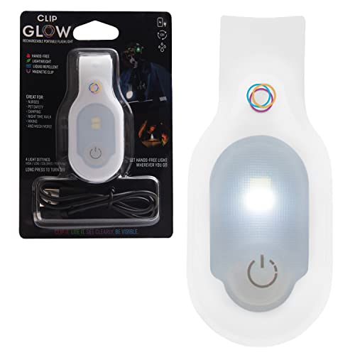 Lightsflo ClipGlow Rechargeable Night Light Nurse Nightshift Hands Free Lightweight Emergency Flashlight for Walking Running Pets Outdoors (White) - color: White