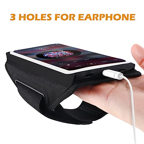 Running Armband with Earphone Bag, 6.9" Phone Holder for iPhone Samsung - color: Dark Black (Up to 6.9''), size: Medium