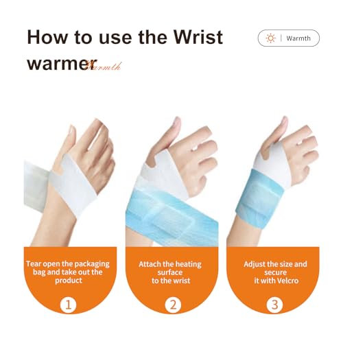 Hot Wrist Warmers for Carpal Tunnel Relief - Portable Heating Pad, Portable Wearable HeatWraps Up to 6 Hours of Relief - Fastest Activation for On-The-Go Warmth - 5-Count