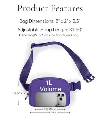 YOSHUYUKI Cross Body Fanny Packs for Women Men Fashion Waist Bag Pouch Nylon Small Travel Crossbody Bags Mini Purse Everywhere Belt Bag Bum Bag with Adjustable Strap for Workout Running Hiking Violet - color: Dark Violet