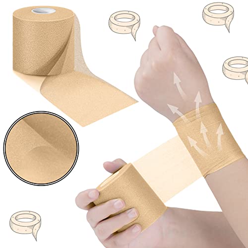 3 Rolls Pre Wrap Tape 2.75 Inch x 90 Yards Athletic Foam,Beige - color: Beige