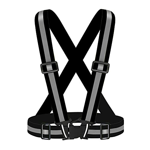 Reflective Vest Running Gear High Visibility Safety Vest Strap for Night - color: Black