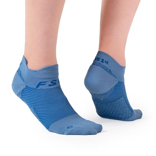 OrthoSleeve FS4 Plantar Fasciitis Compression Socks - color: Steel Blue No Show, size: Small