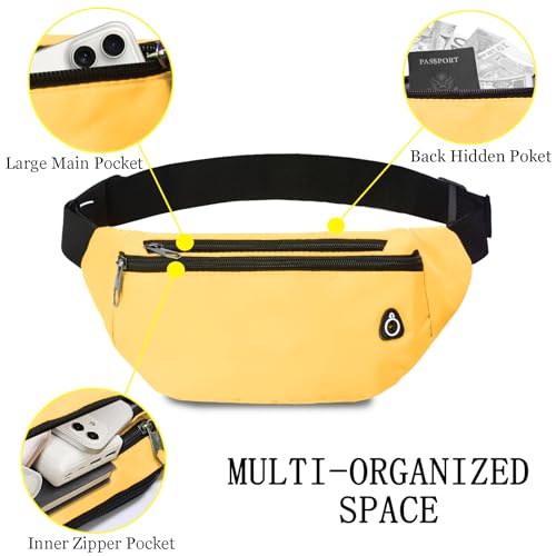 Fanny Pack for Women Men,Crossbody Water Resistant Sports Waist Bag Pack - color: 1pack-yellow