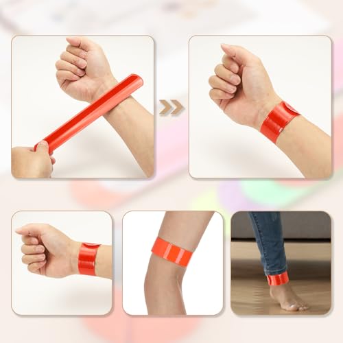 PATIKIL 22cm/8.7in Reflective Bands, 12pcs Reflective Arm Bands Straps Wrist Reflective Running Gear Safety Reflective Straps Bracelets High Visibility for Night Walking Bicycle - color: Pink