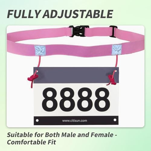 Stretch Fit Triathlon Number Belt No Pins Needed Comfortable Running Race Belt with Bib Holder for Marathon & More(Pink) - color: Pink