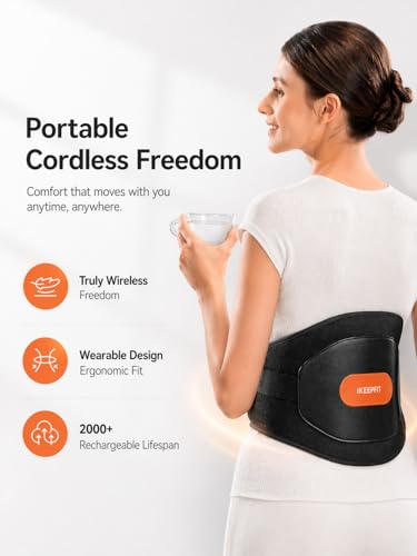 IKEEPFIT Portable Heating Pad for Back Pain Relief, FSA Eligible HSA Gift - color: A-black