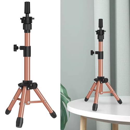 ZQIAN BEAUTY 25 Inch Wig Stand Tripod, Adjustable Mannequin Head Stand, Wig Head Stand for Training Heads And Canvas Block Head (Latte, Mannequin Head Not Included) - color: Latte, size: 25 Inch