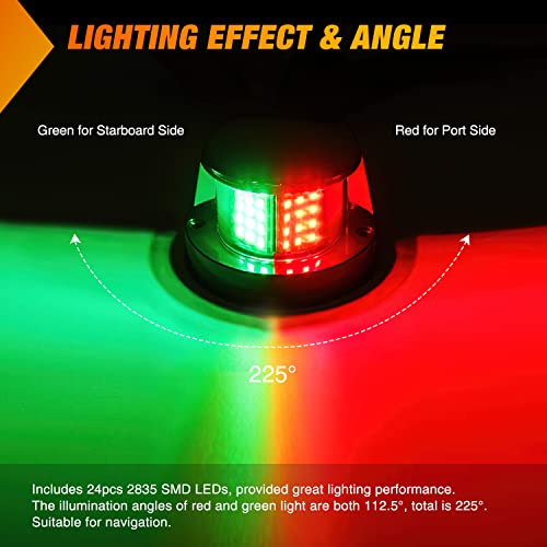 Nilight Marine Boat Navigation Light 24LED Red Green Signals Bow Lights - color: 24LED Navigation Light-1Pc