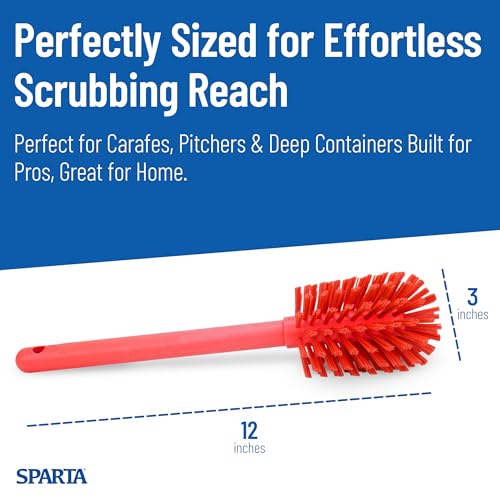 SPARTA Large Water Bottle Brush Ideal for Wide-Mouth Jars, Bottles and Tumblers, Dishwashing Tool with Handle for Home and Commercial Kitchens, Plastic, 12 Inches, Red - color: Blue
