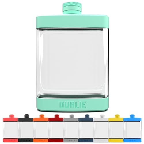 DUALIE 8 oz Hip Flask for Liquor - Shatterproof Alcohol Flasks with Clear Tritan Plastic and Silicone Grip - Flask Gift for Men & Women - Seafoam - color: Seafoam