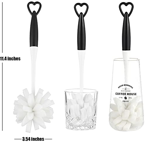 ALINK Bottle Glass Dish Sponge Cleaning Brush with Handle, Pack of 3