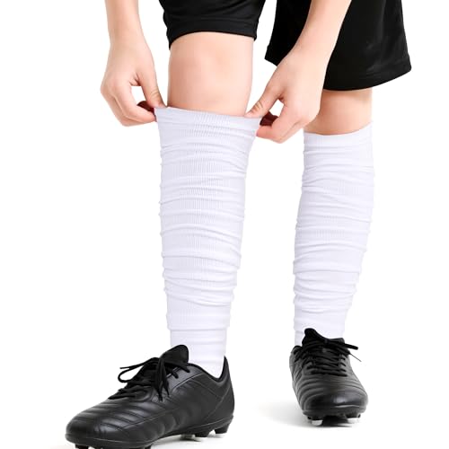 Dxhycc 2 Pairs Scrunch Football Socks Athletic Football Leg Sleeves - color: White