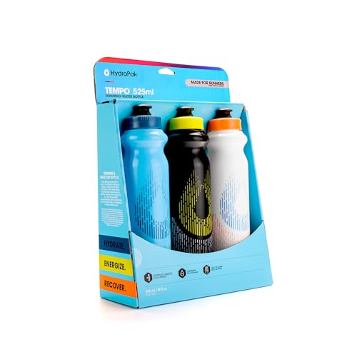 HydraPak Tempo 3-Pack Bottle Running Water Bottle (525ml) - size: 525 ml (Pack of 3)