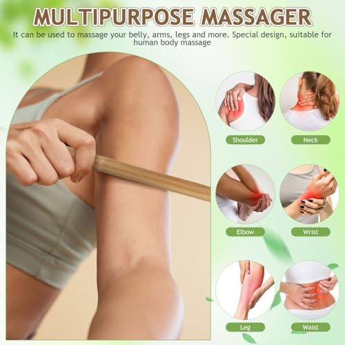 LALAFINA Bamboo Massage Stick, Long Body Roller for Muscle Massage, 1pc