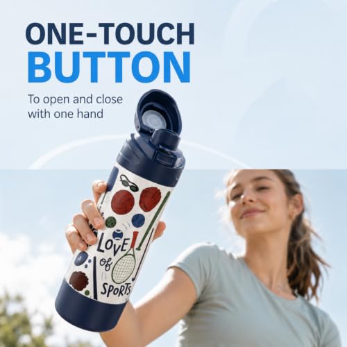 FJbottle Insulated Stainless Steel Sports Water Bottle with Handle - color: PE Class, size: 24 Ounces