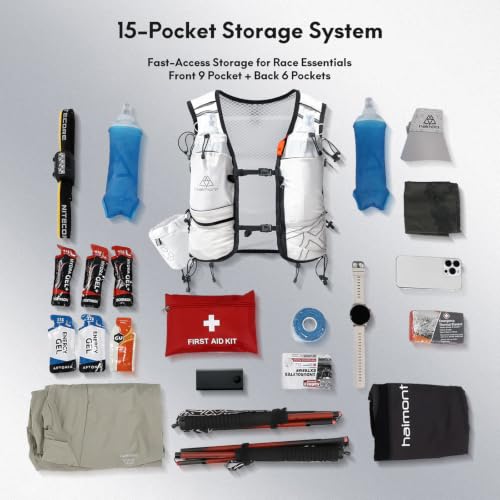 Haimont 8L Trail Running Hydration Vest with Soft Flasks - color: White, size: Medium
