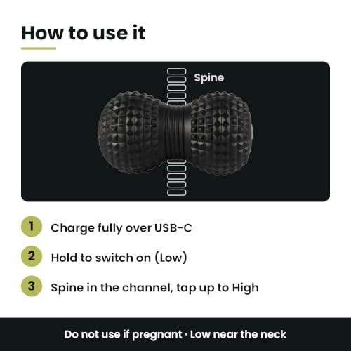 Vibrating Peanut Massage Ball, Deep Tissue Muscle Roller for Back and Spine, Neck, Legs and Feet, 3 Speeds Plus Pulse, USB C Rechargeable, FSA Eligible & HSA Approved
