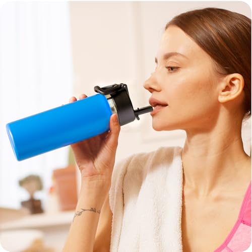 Straw Lid for Hydro Flask 12 16 18 20 32 40 64 oz Wide Mouth Bottle - color: Black 2 pack