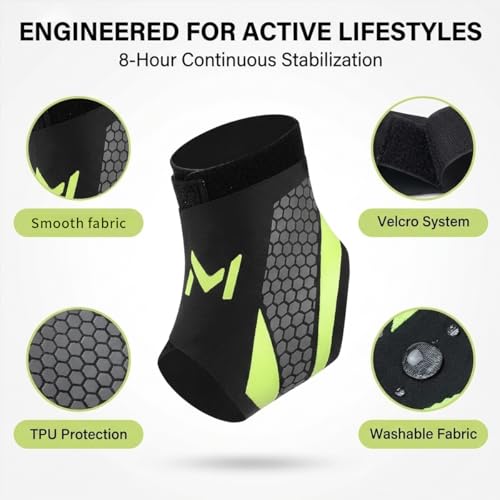 Ankle Brace 2 Pack, Adjustable Lace-Up Ankle Support with Stabilizing Straps, Breathable Compression Ankle Stabilizer for Running, Basketball, Sports & Daily Wear for Men & Women (Green)