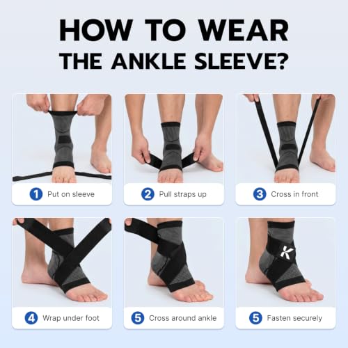 Koprez Ankle Compression Sleeve & Ankle Brace for Plantar Fasciitis Relief - color: Black, size: Medium