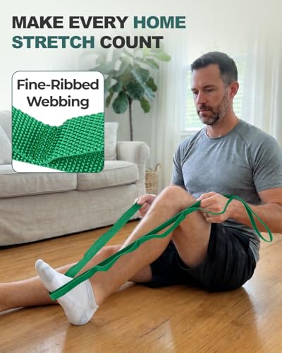 Trideer Stretching Strap with Loops for Physical Therapy,Non-Elastic - color: Green