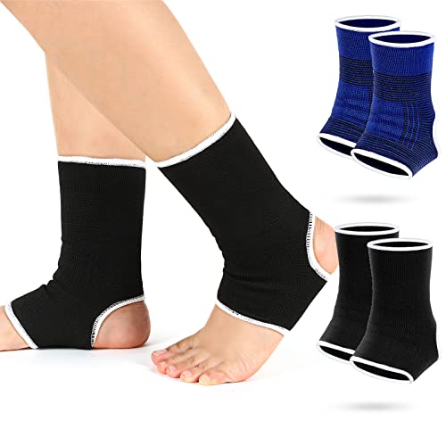 Haysandy 4 Pcs Kids Ankle Brace Support, Black, Dark Blue, 5-10 Years - color: Black, Dark Blue, size: 5-10 Years