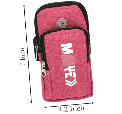 2 Pockets Cell Phone Armband, 7 Inch x 4.2 Inch Enlarge Phone Bag Phone for Running, Footing, Sports and Mountaineering (red)