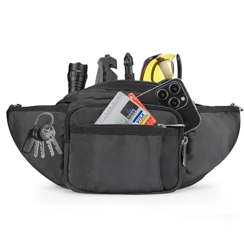NOOLA Fanny Pack with Water Bottle Holder, Hiking Waist Bag for Men Women - color: Black