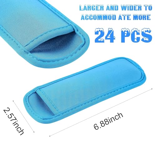 JANYUN 24 Pack Ice Pop Sleeves Popsicle Bags Antifreezing Ice Pop Holder - color: Blue