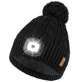 Etsfmoa Winter Hat with Light,Fleece Lined Knit Beanie,Pompom Hat for Women - color: Black