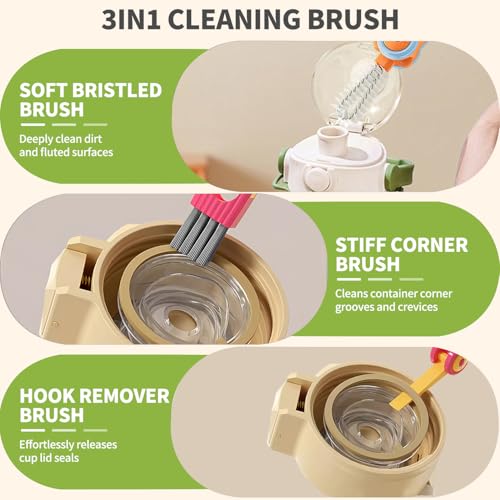 3 in 1 Cup Lid Gap Cleaning Brush Set, 3PCS Multifunctional Bottle Cleaner Bottle Cleaning Brush for Bottle Gaps Home Kitchen Cleaning Tools Mixed Colors - color: Red,green,blue