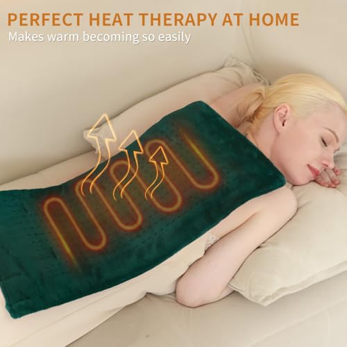 SAROO Heating Pad for Back Pain Cramps Relief, 12"×24", Hunter Green - color: Hunter Green