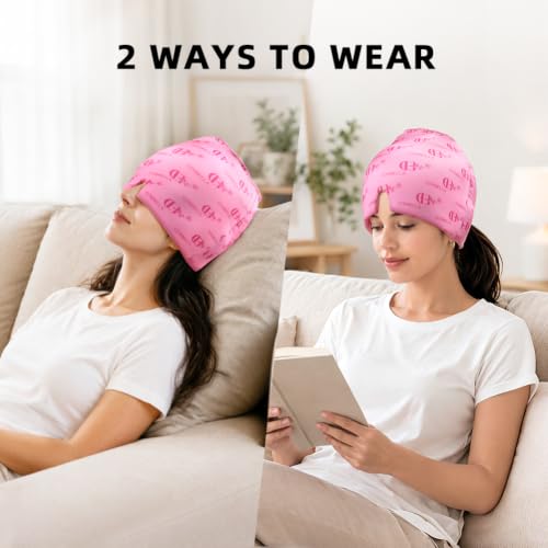 Migraine Relief Cap, Soothing Headache Ice Face Mask Products - color: Pink2