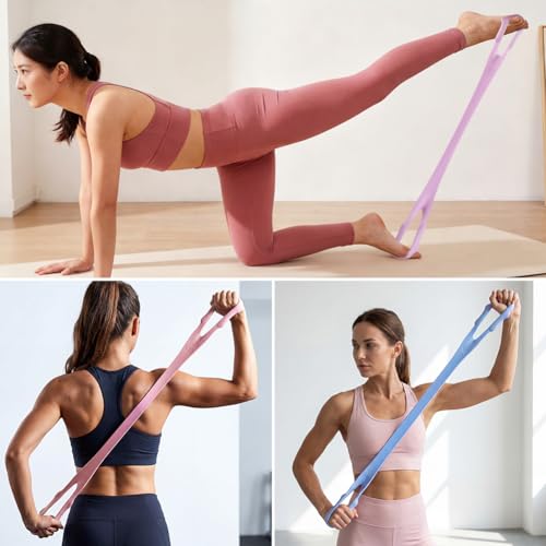 3 Pcs Figure 8 Fitness Resistance Band, Back Training Elastic Rope